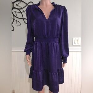 Lucky Brand NWT Dress Long Sleeve Ruffles Smocked Waist V-neck size Large